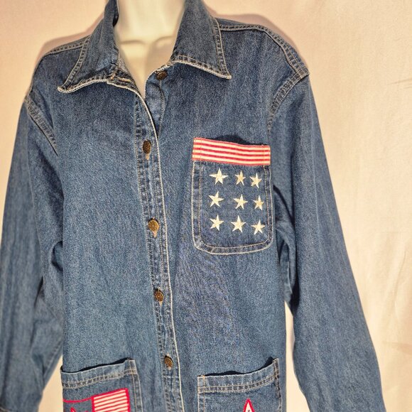 Michelle Louise Vintage Denim Jacket w/ embroidery in size XL - Picture 11 of 16
